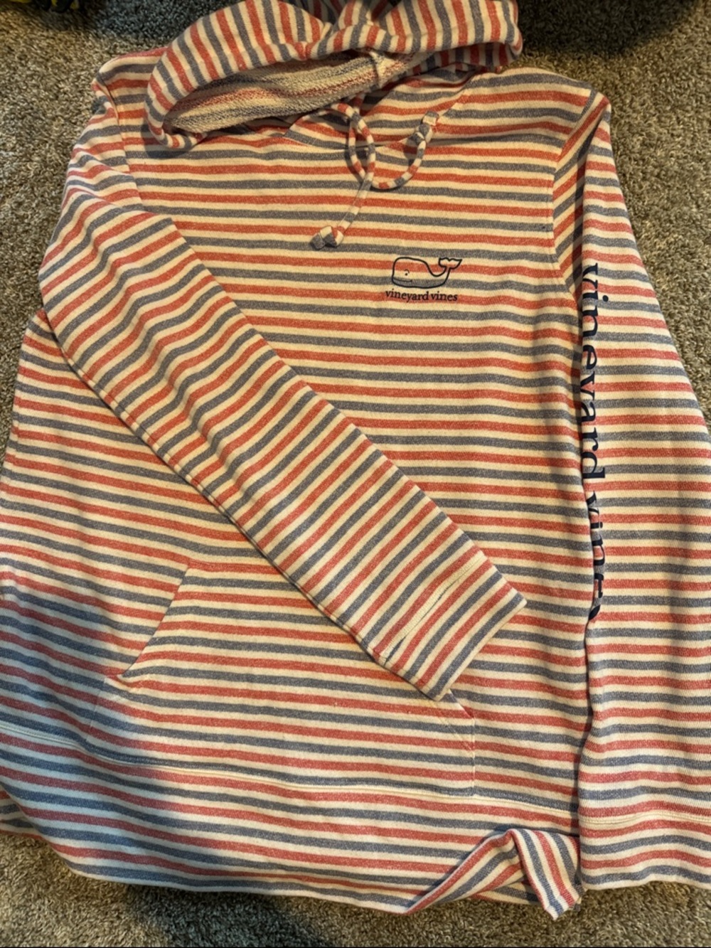 Vineyard Vines Red, Blue & Cream Striped Hoodie